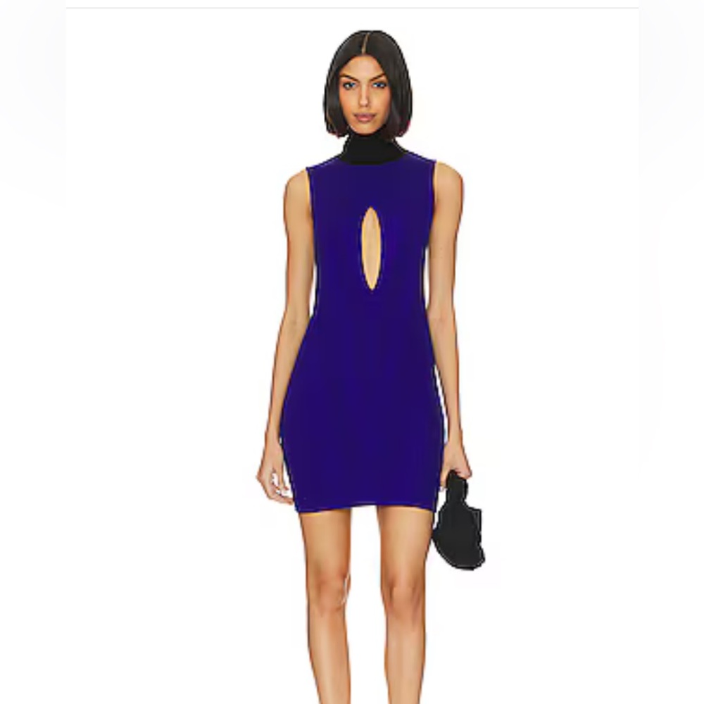 Sleeveless Keyhole Mini Dress in Blue & Black
Victor Glemaud